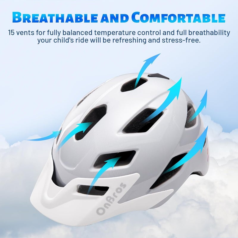 OnBros Kids Bike Helmet - Bike Helmets for 5-14 Boys or Girls with Visor, Children Bicycle Helmet for Skateboard Mountain Scooter Road Cycling, Lightweight and Adjustable 50-57CM - Image 5